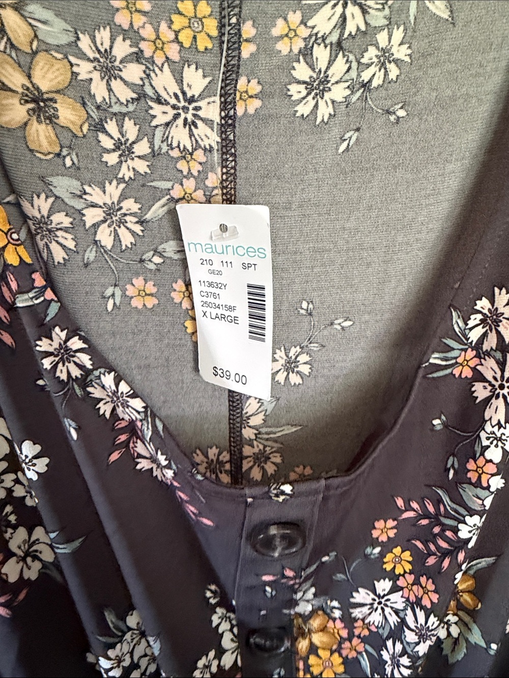 Maurices Floral Maxi Dress in Charcoal with Mustard and White - Picture 3 of 3